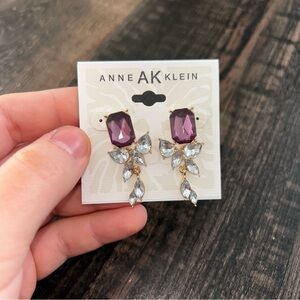Anne Klein Dangle/Drop Gold Tone Colored QZ's Studs